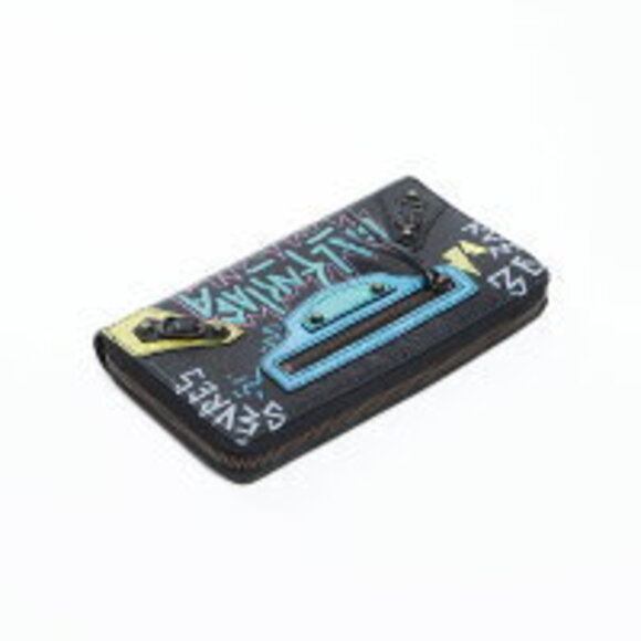 Balenciaga Graffiti Continental Zip Round Long Wallet Black - Picture 9 of 11